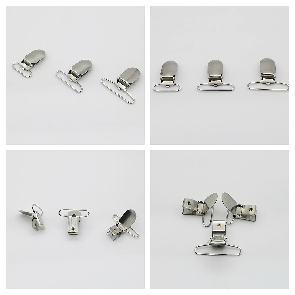 Rust Free 8 Pcs Genuine Stainless Steel Suspender Clip,Bed Sheet Clip,Pacifier Clip with Inside Protective Gasket C1601