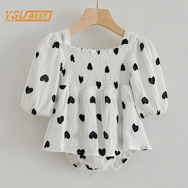 Spring Autumn Newborn Kids Baby Girls Long Sleeve Sweet Love Heart Princess Rompers Infant Kids Baby Girls Rompers Clothes