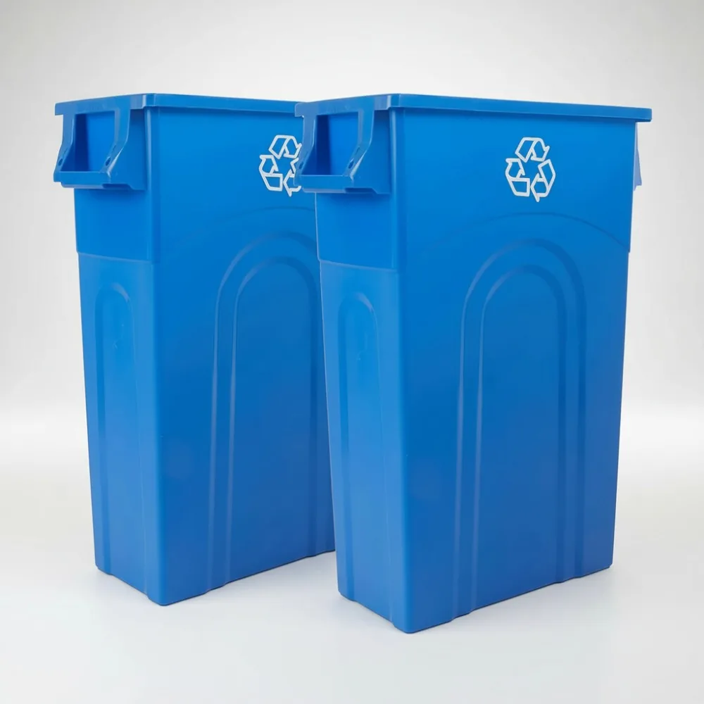 

Slim 23 Gallon Recycling Bin with Easy Bag Removal, Space Saving Design for Kitchen Garage Office Indoor Outdoor Use