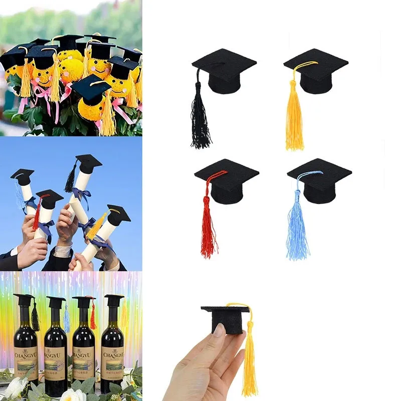 4-pcs， wine bottle mini hat, graduation season restaurant celebration party celebration bar restaurant wine bottle doll decorat