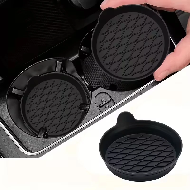 Car Silicone Cup Mat Leak Proof Car Water Cup Mat Circular Silicone Anti Slip Mat Heat-Resistant Car Interior Decoration