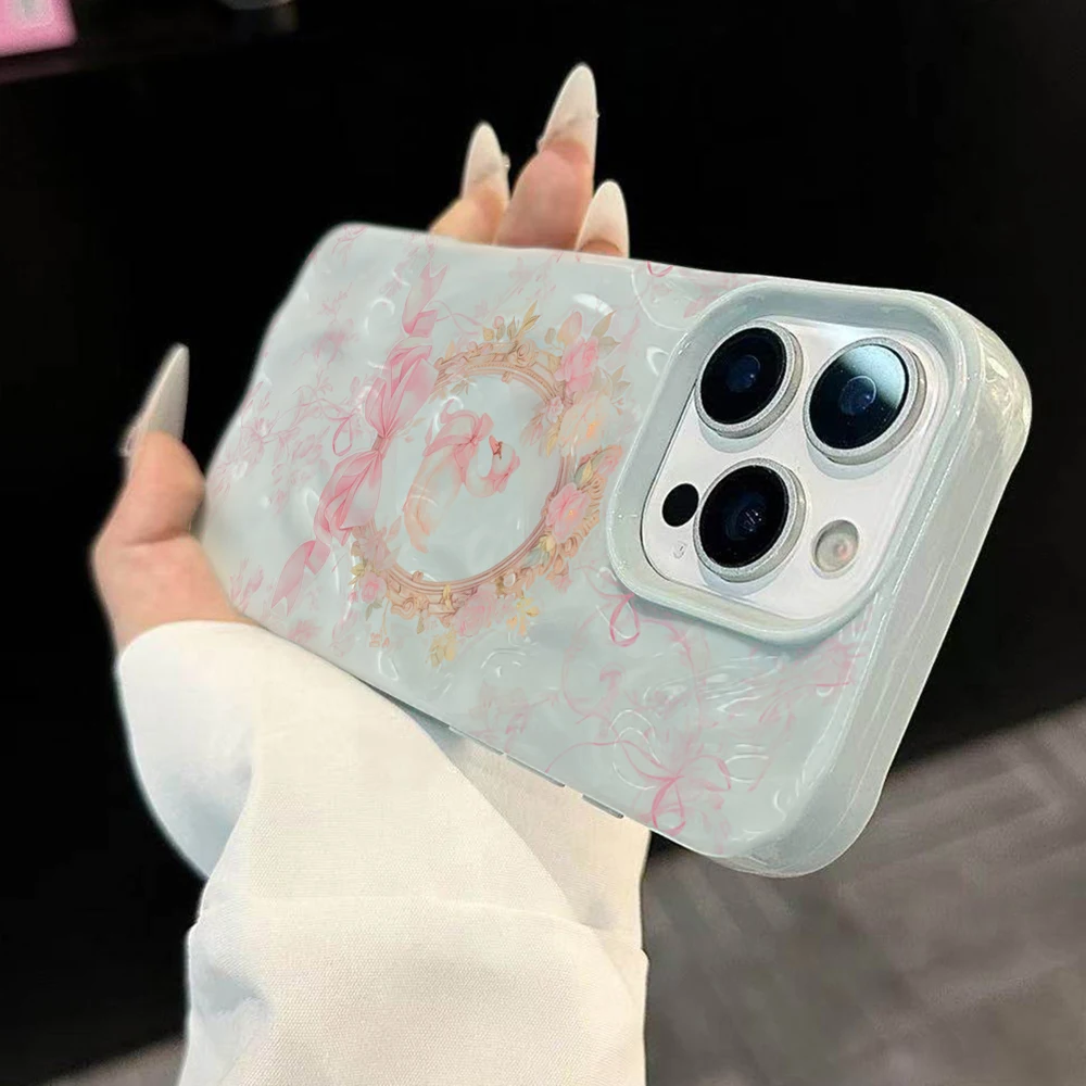 Koreanisches Mädchen Niedliches Schwanenmuster Handyhülle für iPhone 17 16 15 14 13 12 11 Pro Max 14 Plus 17Air Falten-Wellen Weiche Silikonhülle – Detail 1