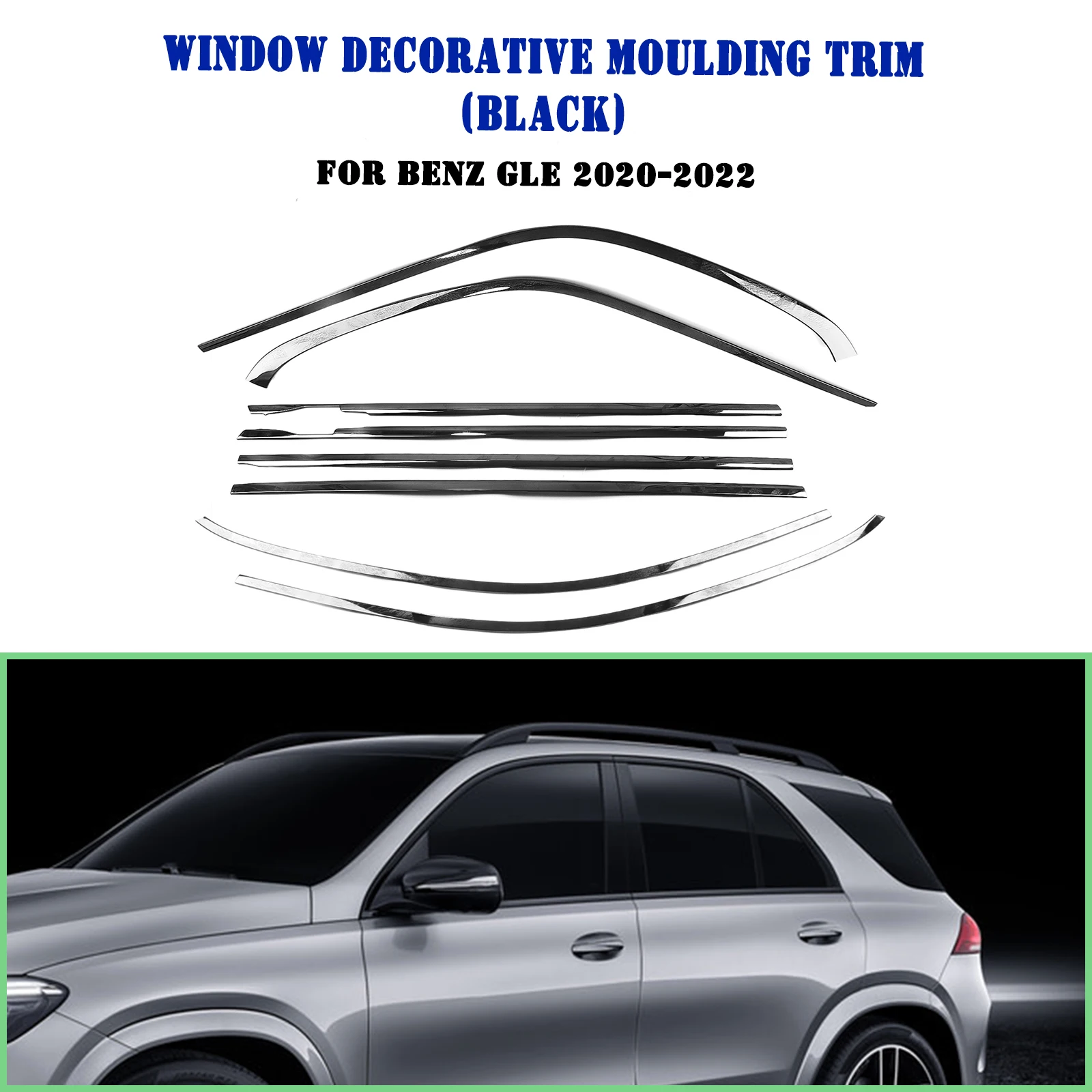 

For Mercedes Benz GLE Class 2020-2022 Exterior Window Trim Strip Glossy Black Door Waterproof Seal Shade Moulding Decorative