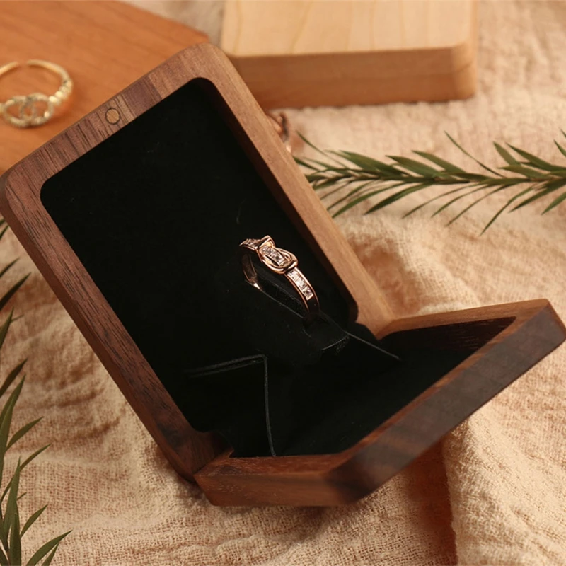 Personalized Proposal Engagement Courtship Ring Box Customized Gifts Holder Box Wood Jewelry Box