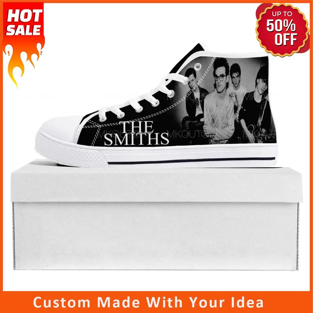 The Smiths Rock Band High Top High Quality Sneakers Mens Womens Teenager Canvas Sneaker Casual Couple Shoes Custom Shoe White