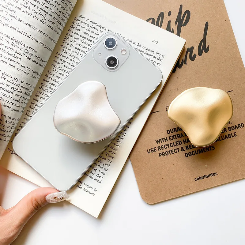 

Luxury Metal Leaf Mobile Phone Holder Stand Fold Finger Grip Bracket Accessories Socket For iPhone 15 16 Xiaomi