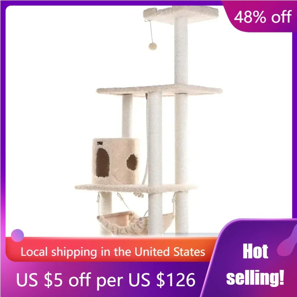 Ultra Thick Faux Fur Covered Cat Condo House House for Cats Toys 70