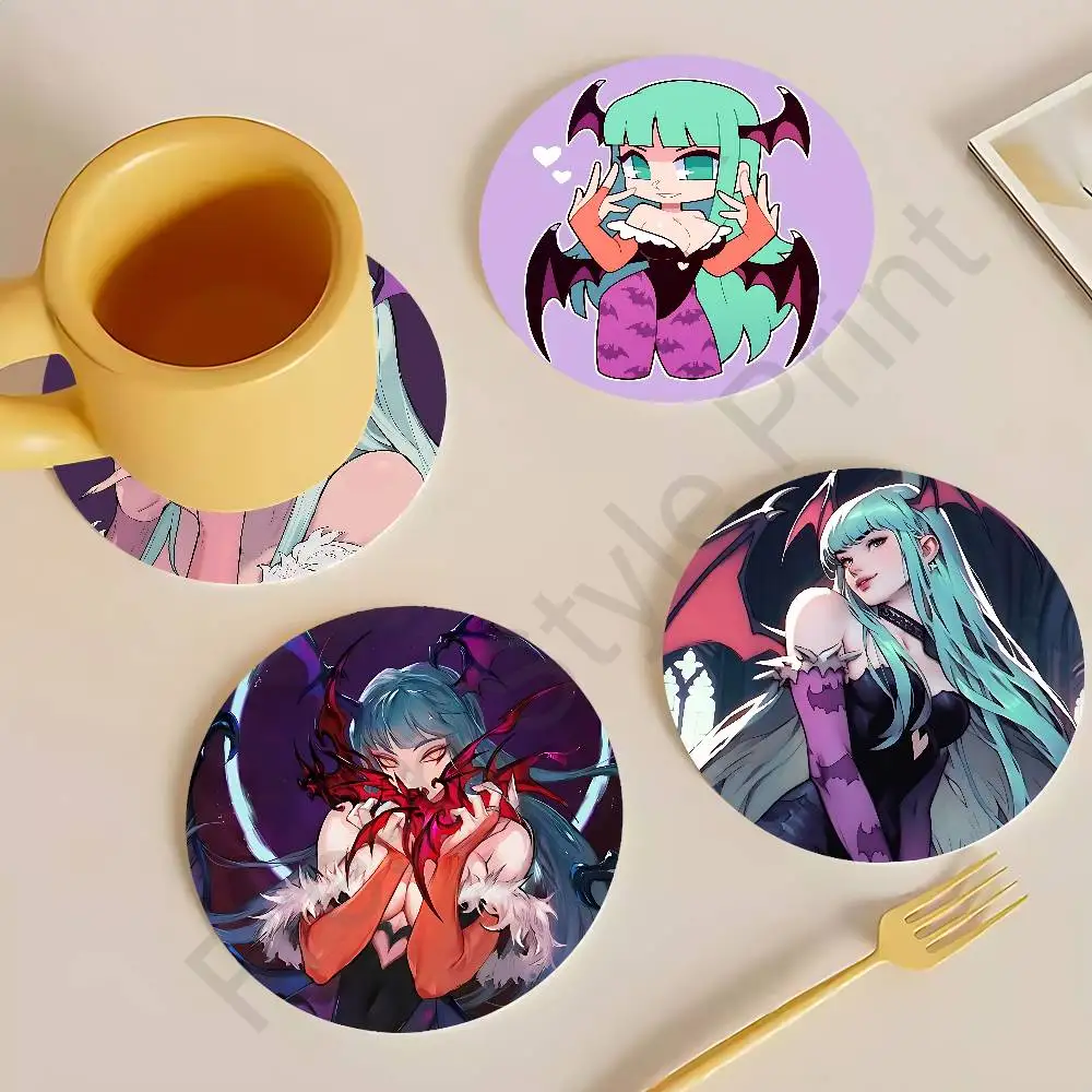 

Game M-Morrigan A-Aensland wooden anti-slip coasters suitable for home office and theme party decoration