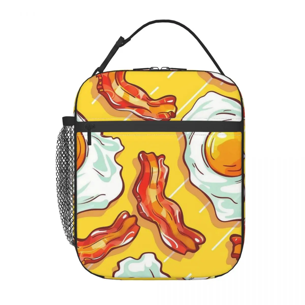 

Термосумка для обедов и завтраков с изоляцией, для женщин и детей, портативная, для еды, с дизайном «Жареное яйцо и бекон», для энергичного завтрака