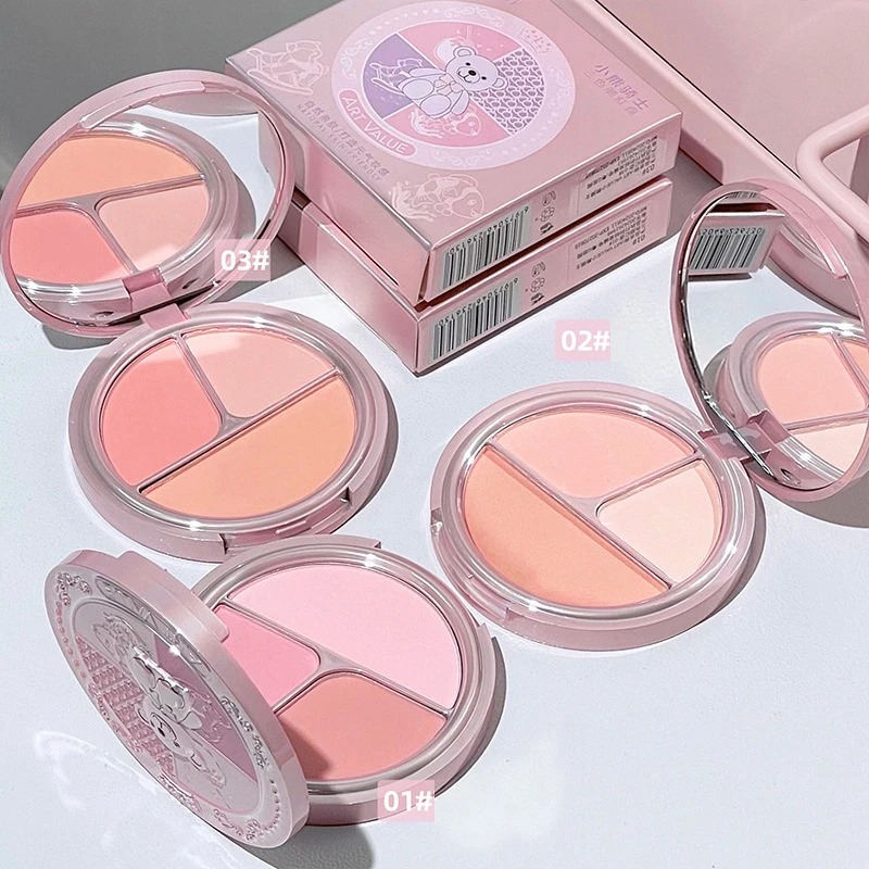 พาเลทแต่งหน้า 3-in-1, บลัชเนื้อแมทท์ธรรมชาติ กันน้ำ ไฮไลท์เตอร์ คอนทัวร์ แต่งหน้าโทนนู้ด สำหรับนักเรียน