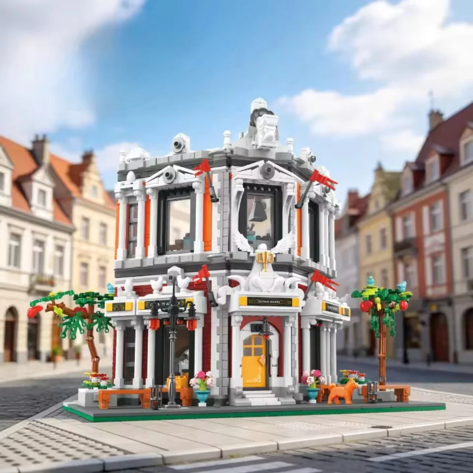 DIY Largescale Architecture Cooking Academy Building Block Set Difficult Assembly of Street View House Models Toys Holiday Gifts