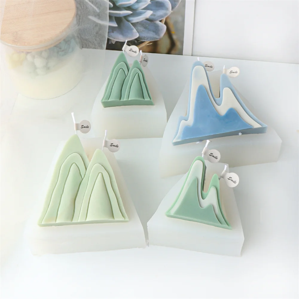 Geometric Abstract Mountain Candle Mold Silicone Irregular Volcano Snow Mountain Peak Cake Baking Mold for DIY Cake Decorating