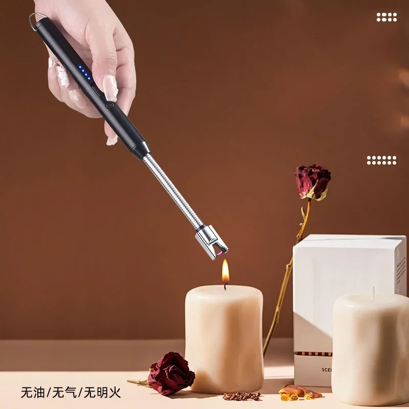 New USB electronic lighter, home portable storage, kitchen lighter, windproof arc pulse ignition gun, classic hot selling item