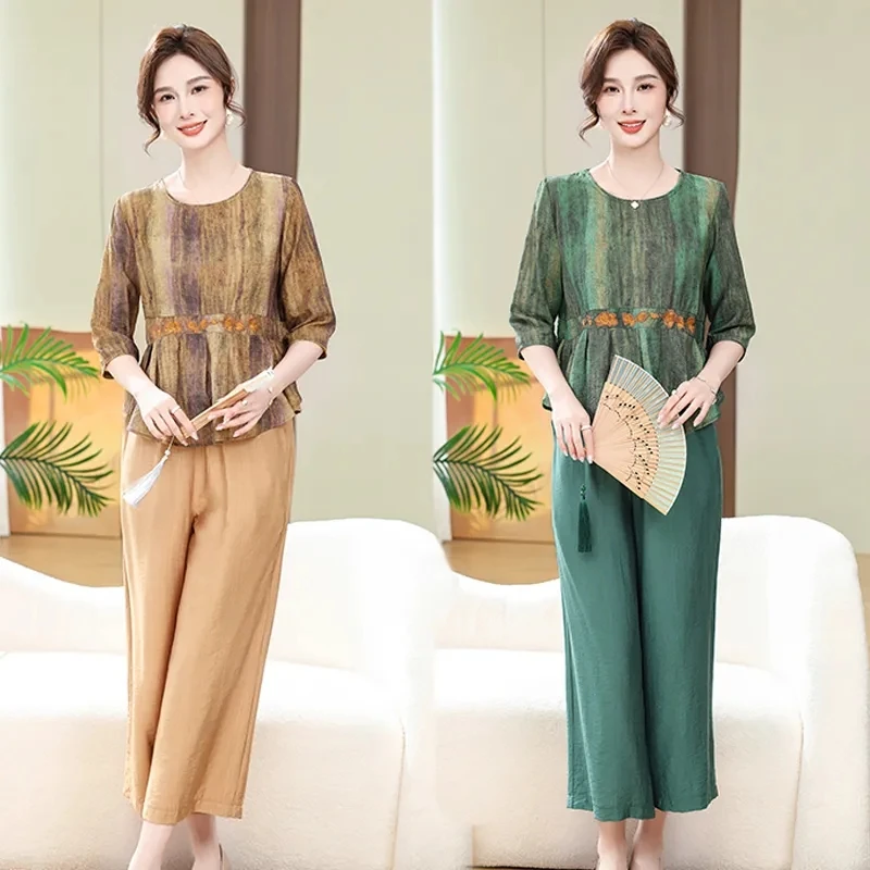 Summer 2024 New Two-Piece Slim Relaxed Fashionable Elegant Temperament Suit With Retro Women Embroidery Comfortable Waist Suit