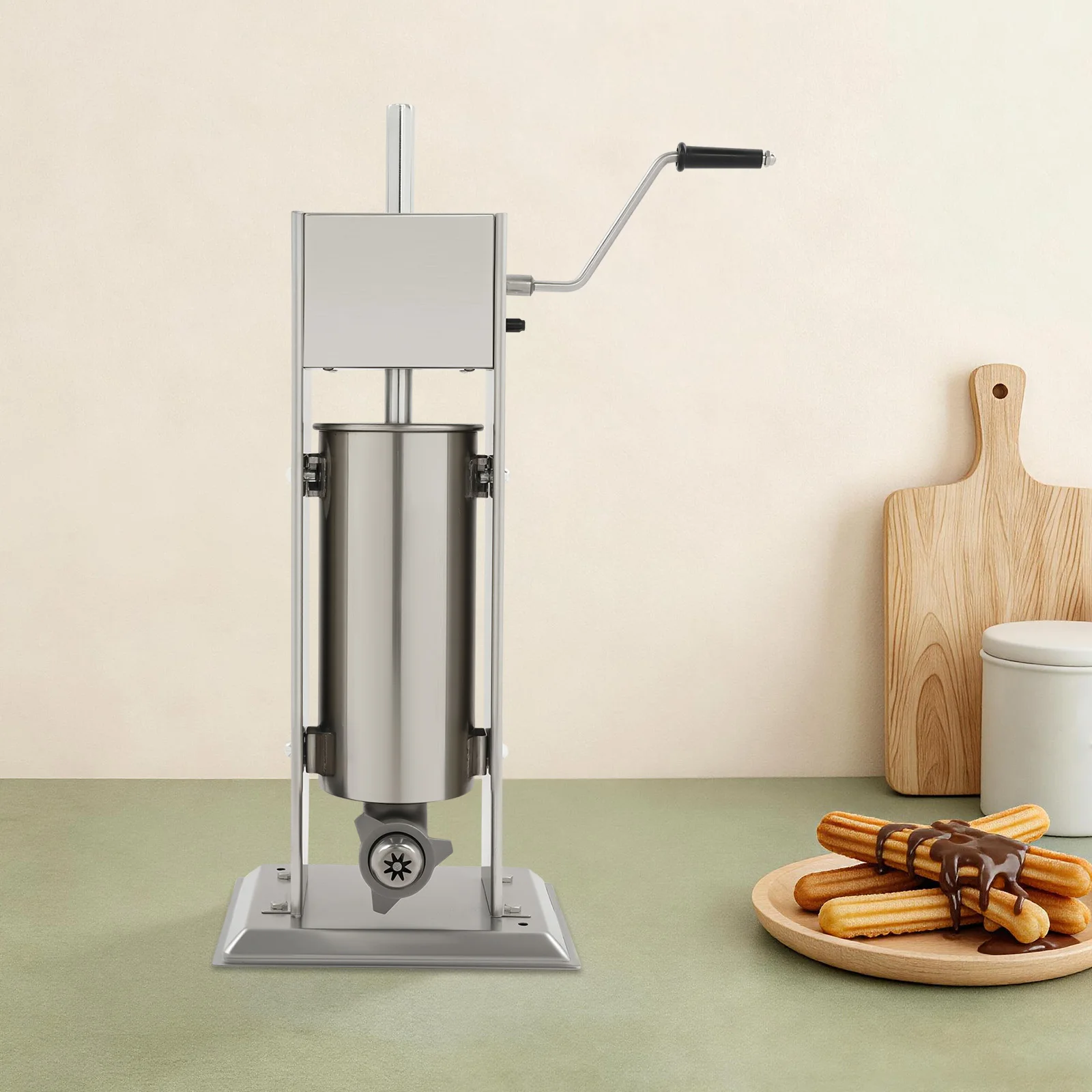 1.32gal Manual Churros Machine with 6 Nozzle Vertical Churrera Maker Stainless Steel Donut Churro Machine for Bakery Cafeteria