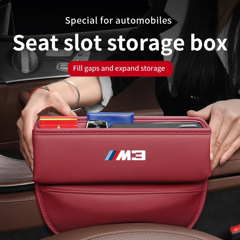 For BMW M Power M3 Logo E90 E92 E93 F80 G80 G81 Car Seat Gap Multifunction Crevice Storage Box Automotive interior Accessories