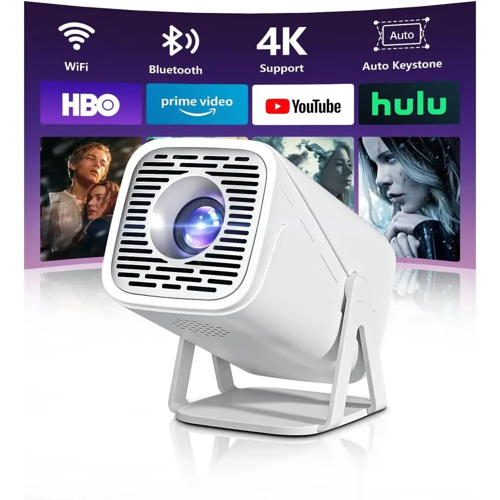 

Portable 4K HD 1080P Outdoor Movie Projector with Android System, Bluetooth & Wii Compatibility for Home Entertainment