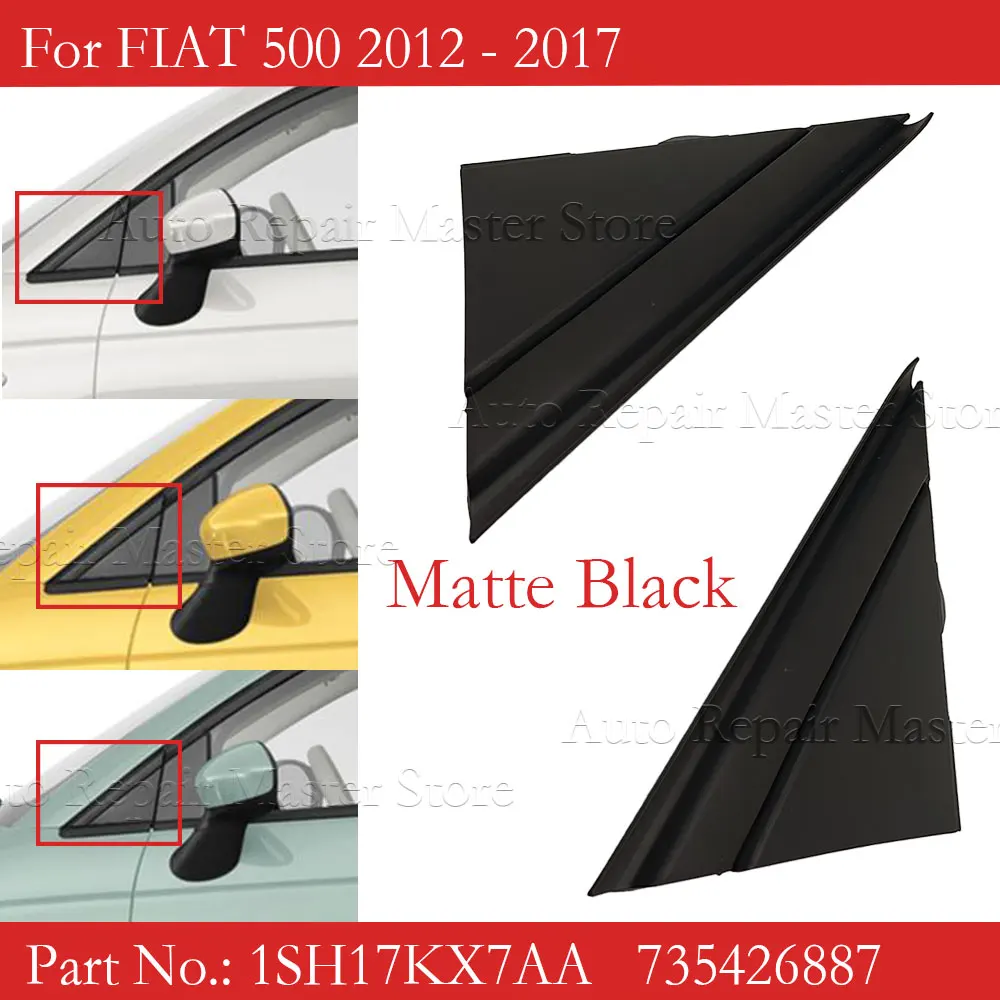 Matt Black Car Door Mirror Flag Covers Trims Molding Fits for Fiat 500 2012-2017 1SH17KX7AA 1SH16KX7AA  Left Right