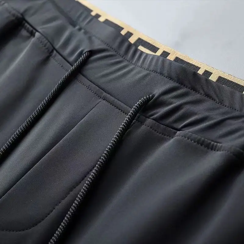 Men's Clothing Spring and Summer Light Luxury Ice Silk Casual Sports Pants high quality Embroidered Slim Fit Pants Thin Trousers