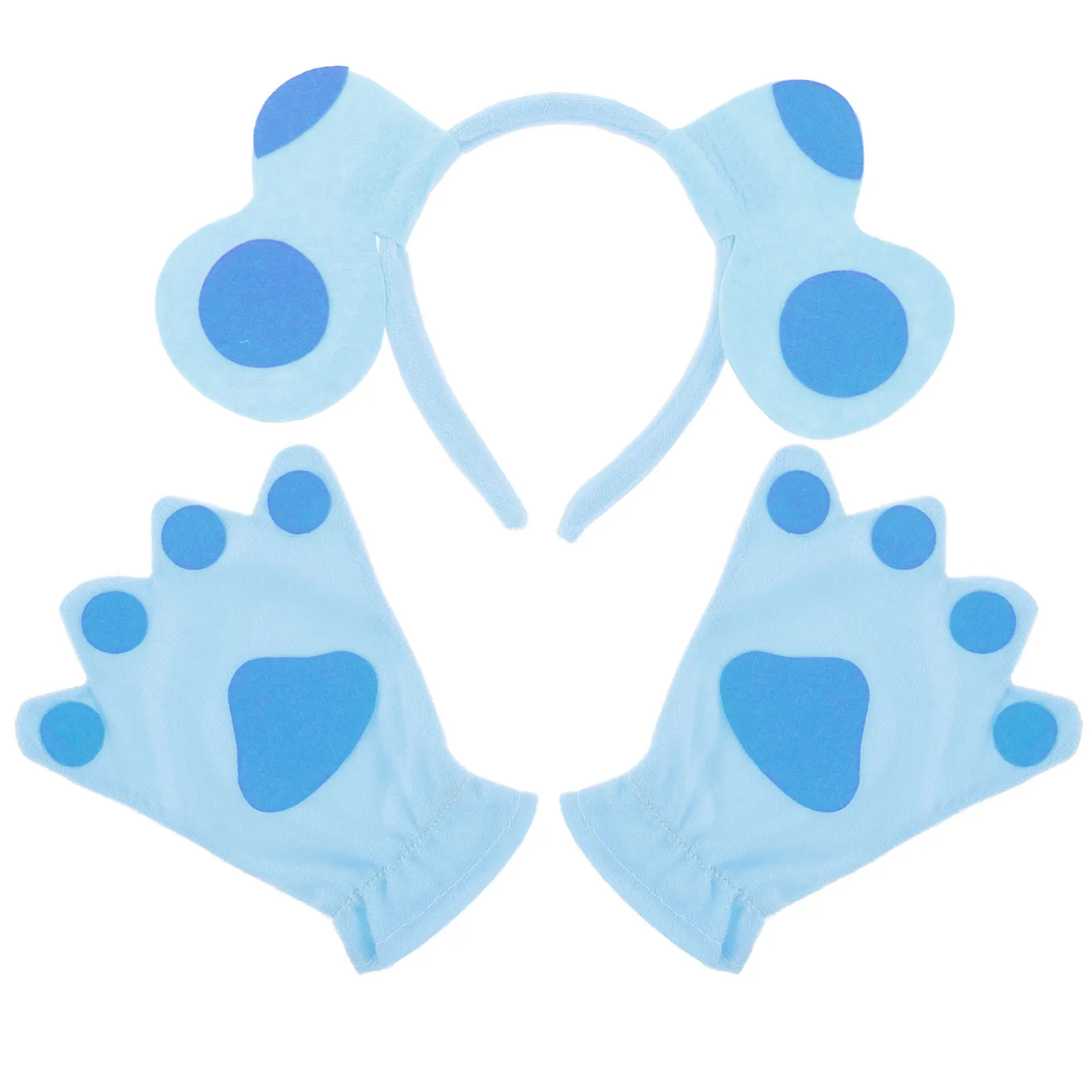 1 Set Dog Ears Paws Furry Animal Costume Accessories Soft Warm Gloves Headband For Halloween Cosplay Party Kids Adjustable Puppy