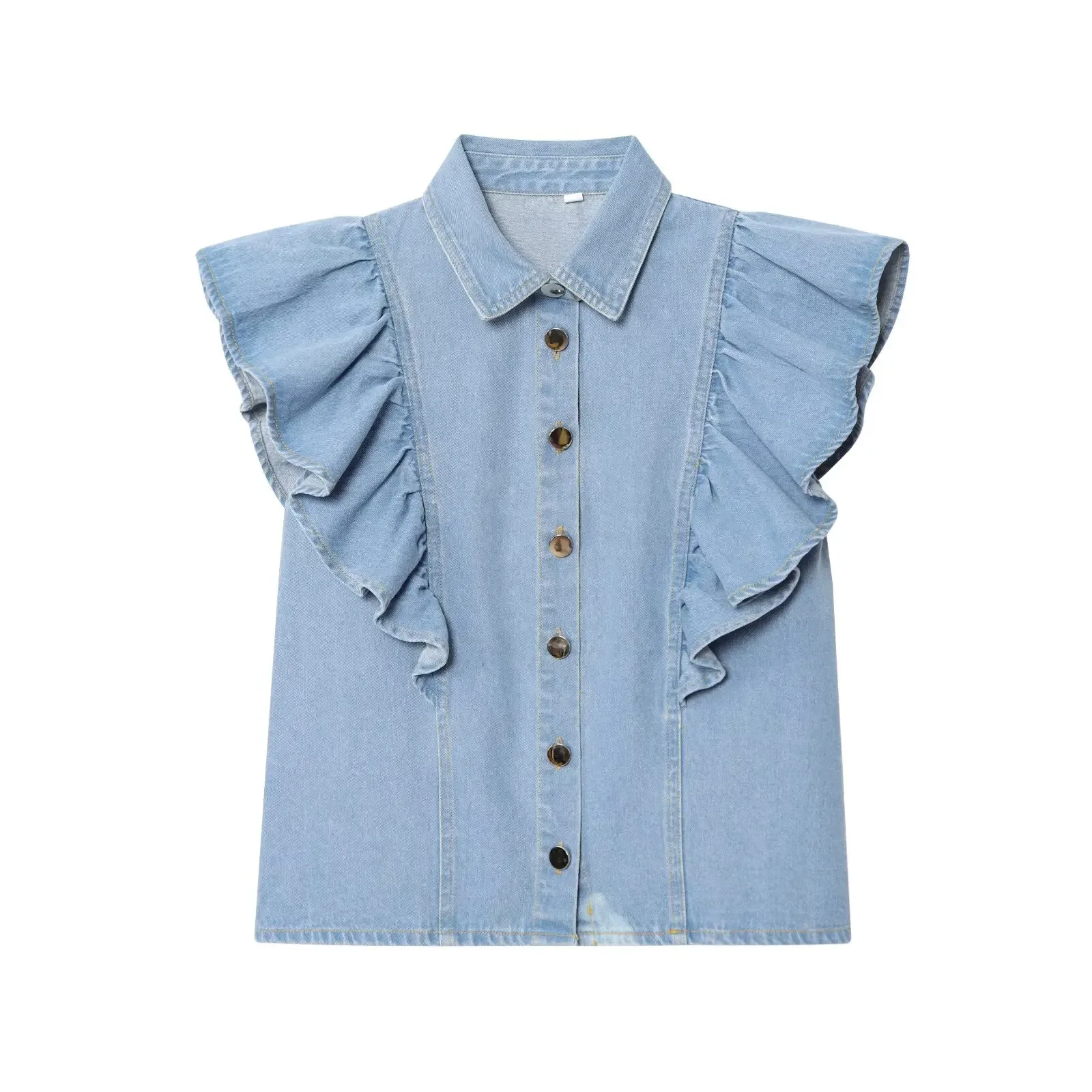 

Female Single Breasted Lapel Denim Waistcoat Fashion Comfortable Denim Vest Women's New Sleeveless Sexy Tops