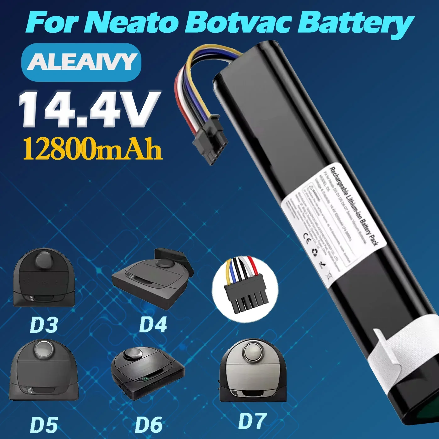 Replacement Battery 14.4v for Neato Botvac Connected D3 D3+D4 D5 D5+D6 D7 Robotic Vacuum Cleaners Part Number 945-0225/205-0011
