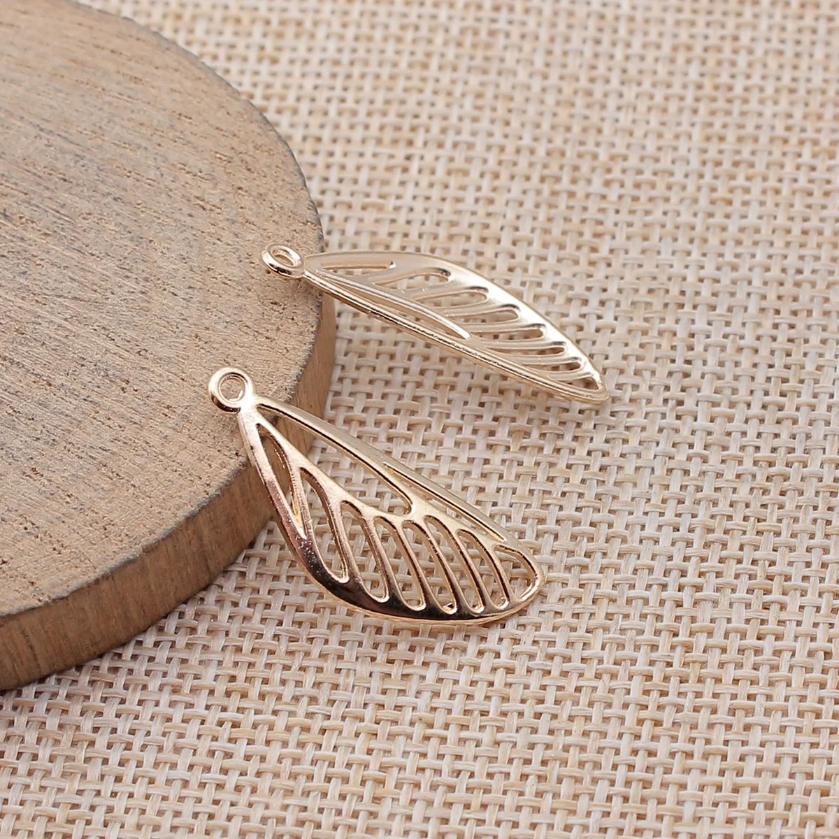 40pcs 29x12mm(1.14x0.47inch) 2 Colors Antique Silver Color KC Gold Color Hollow Butterfly Wings Charms Pendants