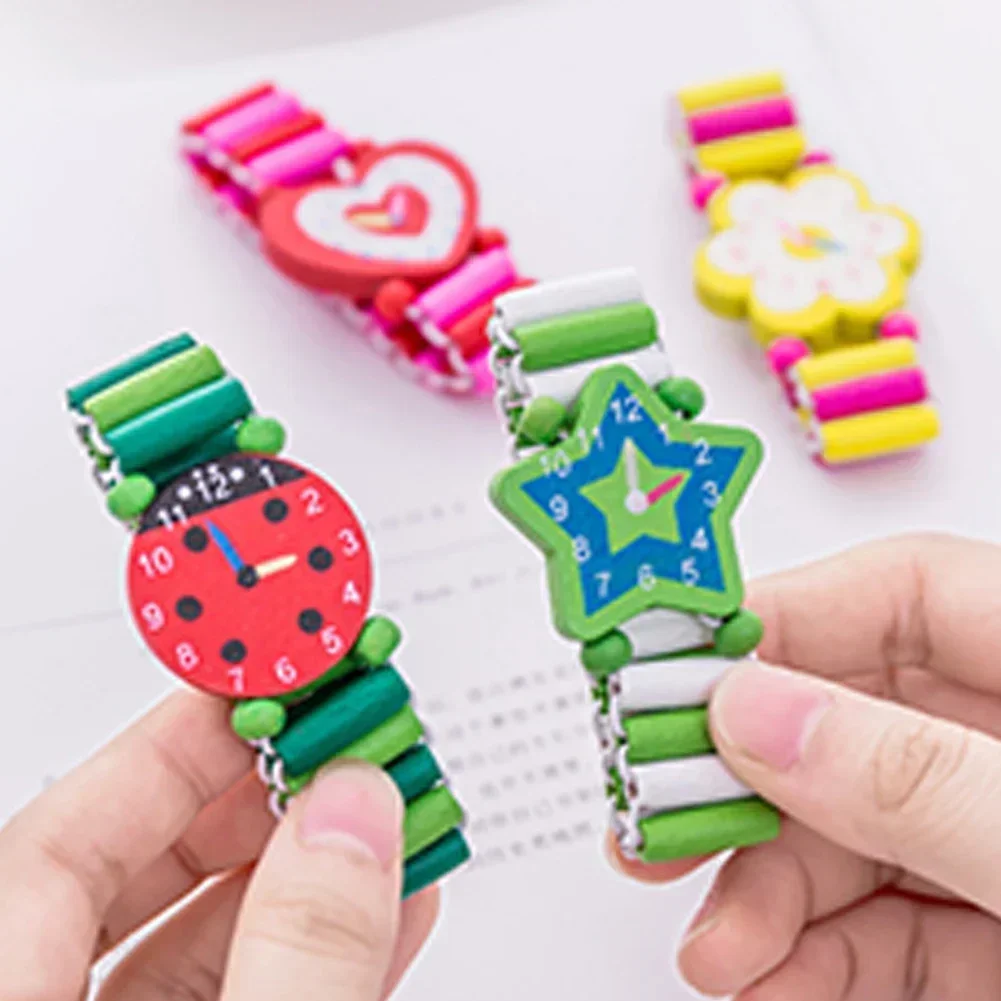 2024 Wooden Color Cartoon Bracelet Watch Toys Kids Birthday Party Gifts Pinata Filling Carnival Back To School Party Favors