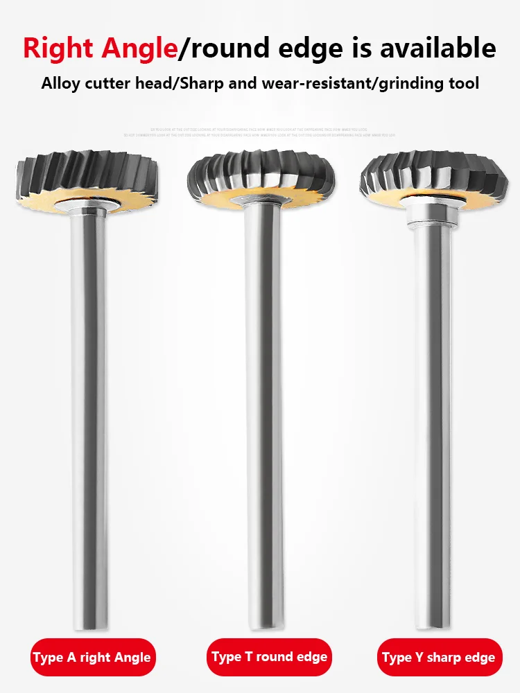 Testa di molatura in lega dura, lima rotante in acciaio al tungsteno, utensile per molatura di metalli ad arco a forma di Y, lavorazione del legno con scanalatura a T trapezoidale milli