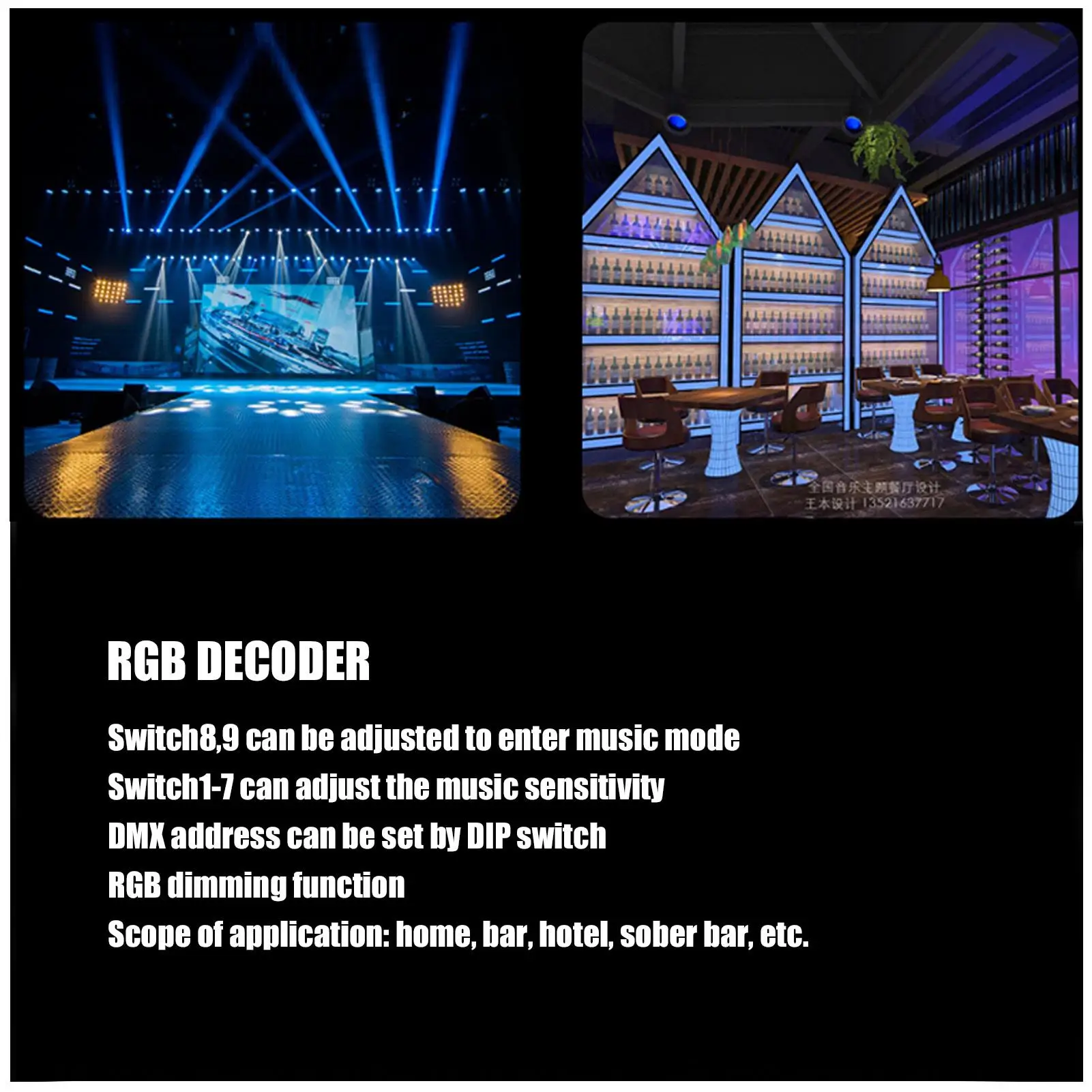 4-Channel DMX Decoder Adjustable LED Controller for bars , for hotels & for sober Venues - Perfect for Lighting Design