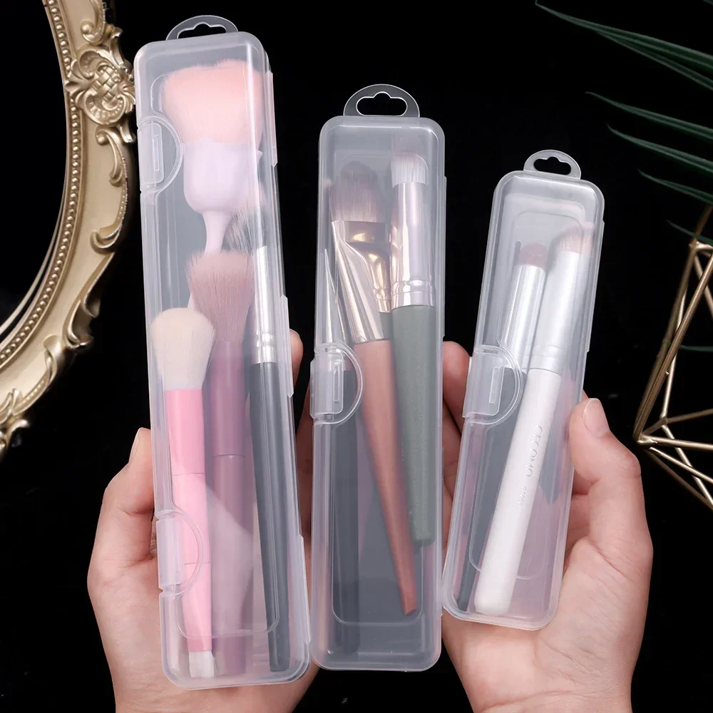 Portable Makeup Brush Storage Box Multiple Size Eyebrow Pencil Tableware Chopsticks Transparent with Cover Kitchen Accessories