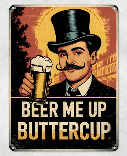 Beer me up Buttercup Metal Poster Wall Tin Sign Man Cave Shed Home Plaque --Tin Sign