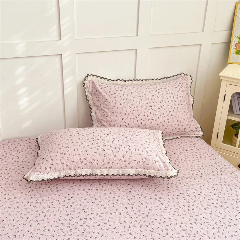 

2 шт. винтажных наволочек с цветочным узором и кружевной отделкой, мягкие наволочки на все сезоны для декора спальни