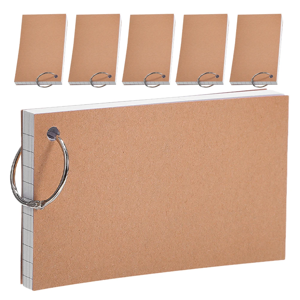 

6 Books Notebook Cards for Studying Flashcard Pads Small Learning Notepad Memo Kraft Paper
