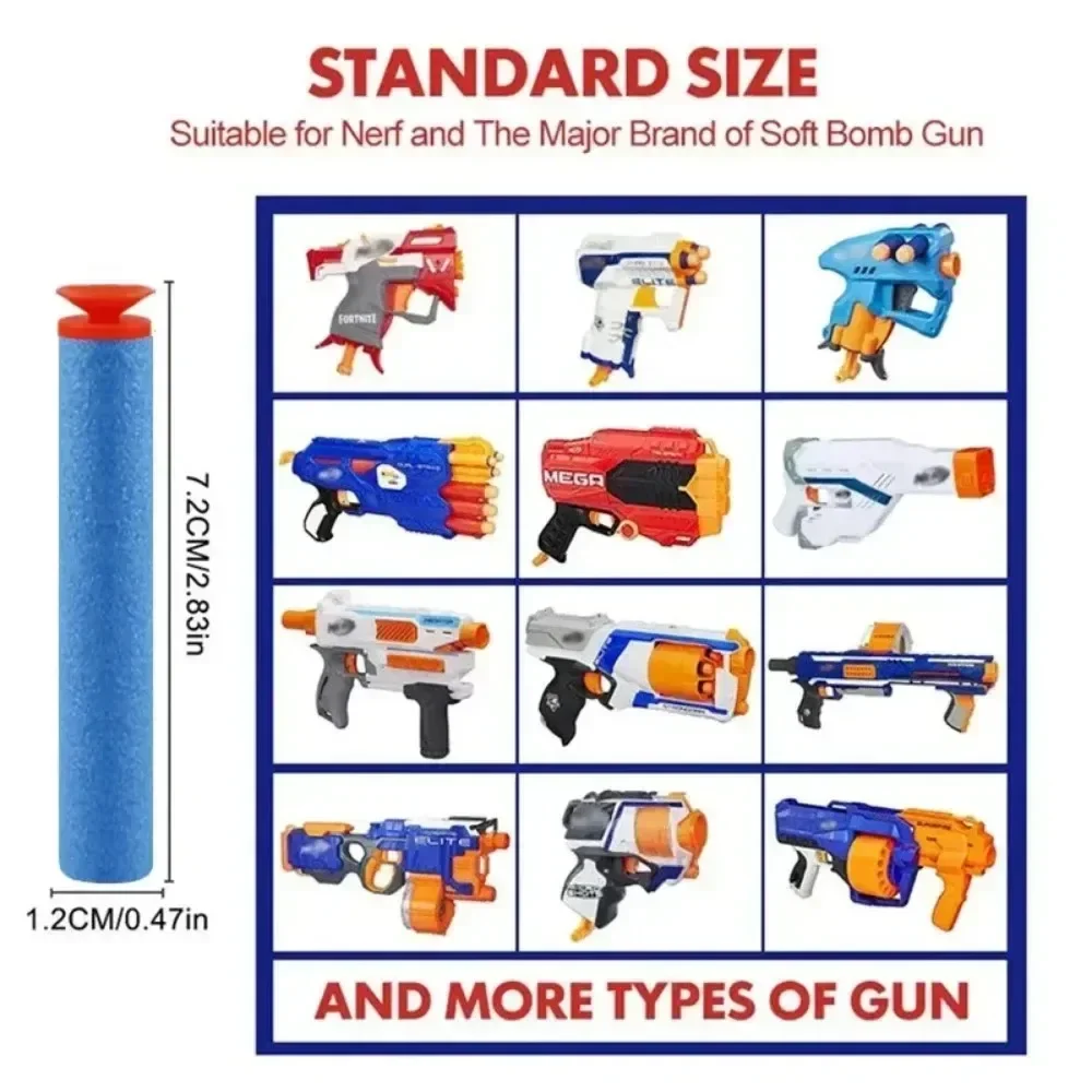 Proiettili a testa di ventosa blu cielo 7.2cm per Nerf N-strike Elite Series Blasters schiuma EVA Refill Dart Kid Toy Guns accessori