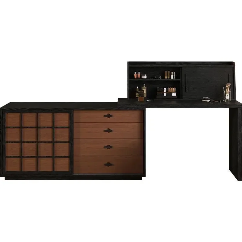 Medieval bedroom dresser chest integrated bed end 2025 new French retro multi-functional corner dressing table