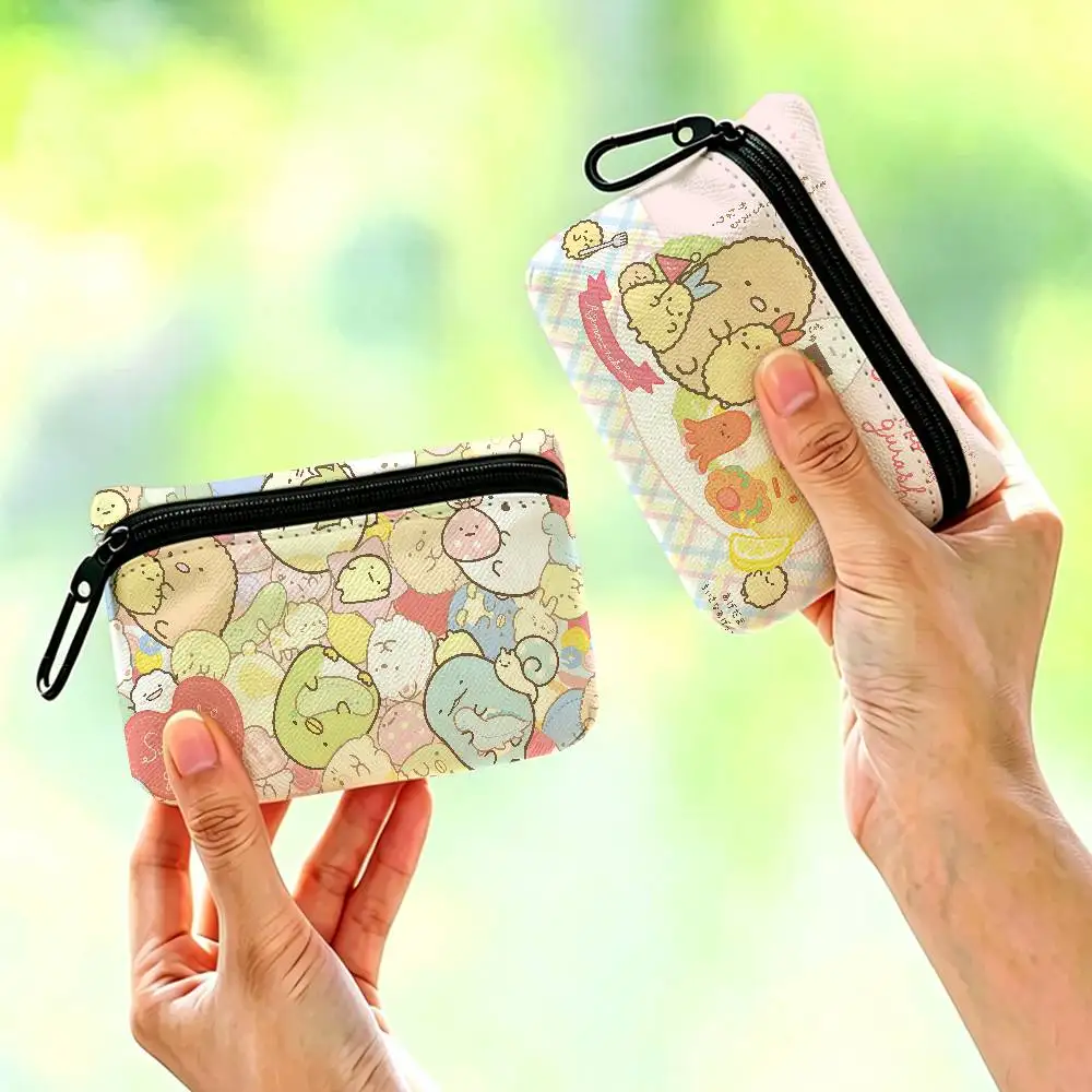 Kawaii Sumikko Gurashi Anime Wear-resistant Oxford Cloth Coin Purse Portable Backpack Hanging Card Storage Bag