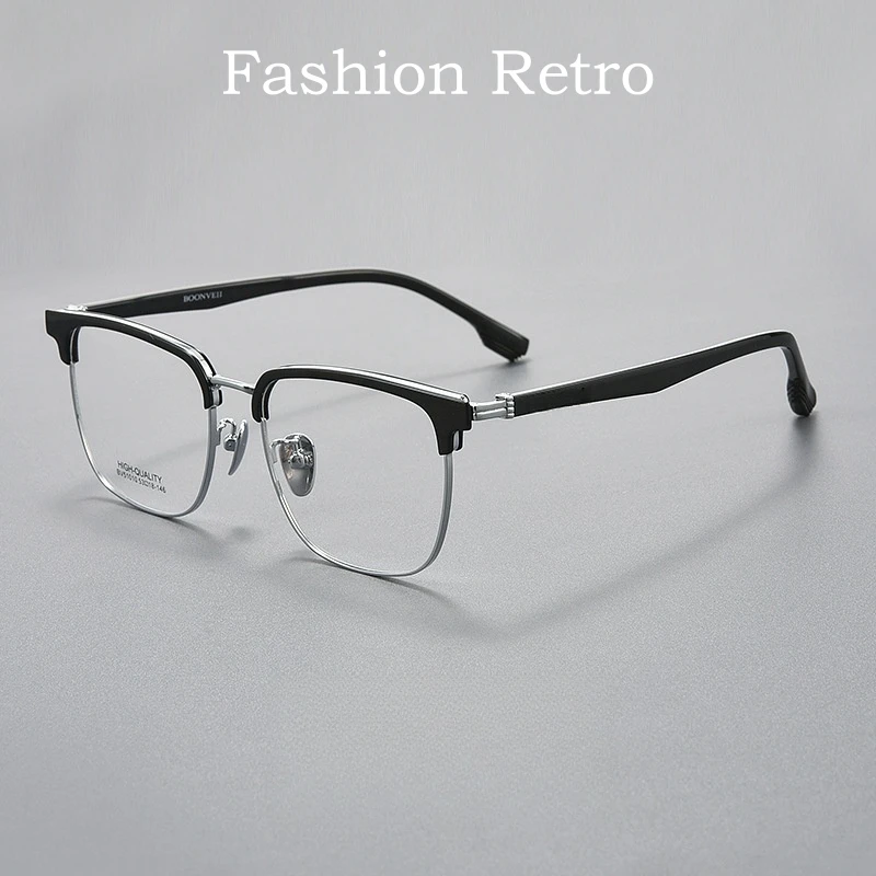 OLLYMURS Fashion Business TR90 Alloy Spectacle Frame Retro Trend Big Face Optical Prescription Men's Eyeglasses Frames BV51010B