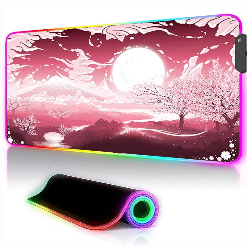 

Sunless Skies Landscape Anime Pink Sakuro Mouse Pad LED Laptop Gaming Accessories Keyboard Mousepad RGB Gamer Desk Mat Carpet