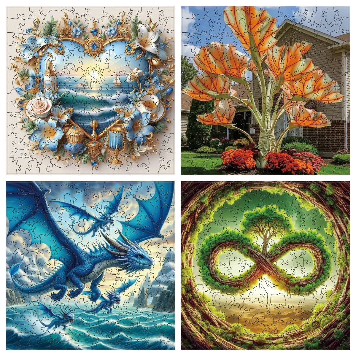 

ZFX Love Dragon Leaf Dragon Bird Animal Puzzles Unique Shape High Quality Jigsaw Puzzle Wooden Puzzle Best Gift For Child