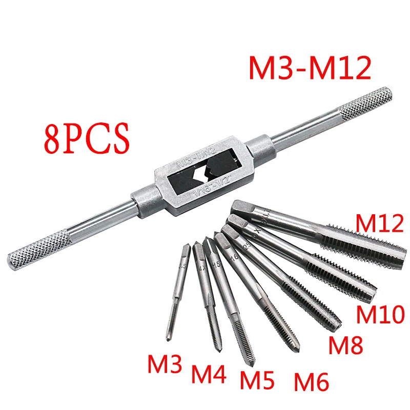 Imagem -02 - Parafuso de Mão Hss Tap Die Wrench Schroefdraad Metric Plug Tap m3 m4 m5 m6 m8 M12 Chave Métrica 1161 Pcs Pcs