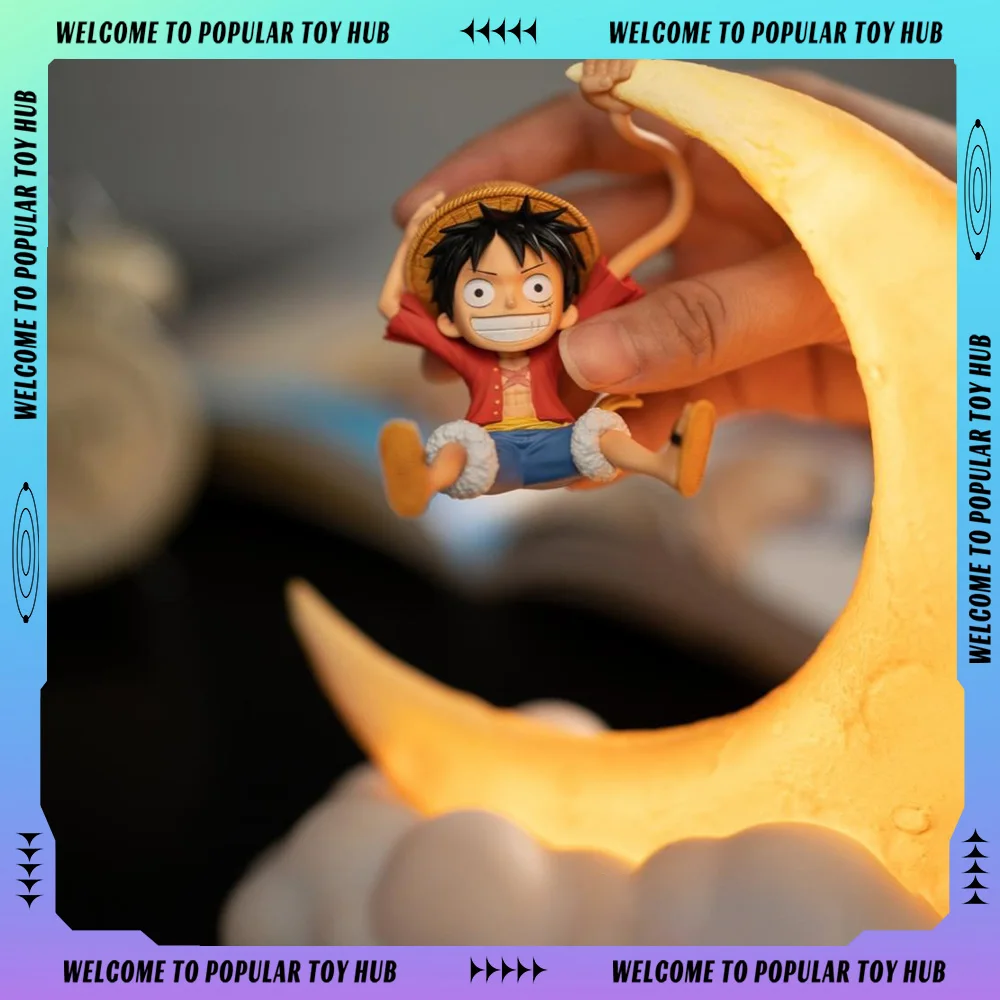 New One Piece Original Luffy Figure Night Light Anime Peripheral Desktop Cute Decoration Magnetic Control Moon Lamp Custom Gifts