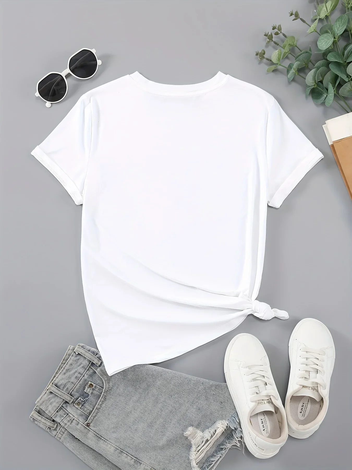 Ropa de verano para mujer ropa informal para mujernueva camiseta estampada con cuello redondo pantalón corto informal Top