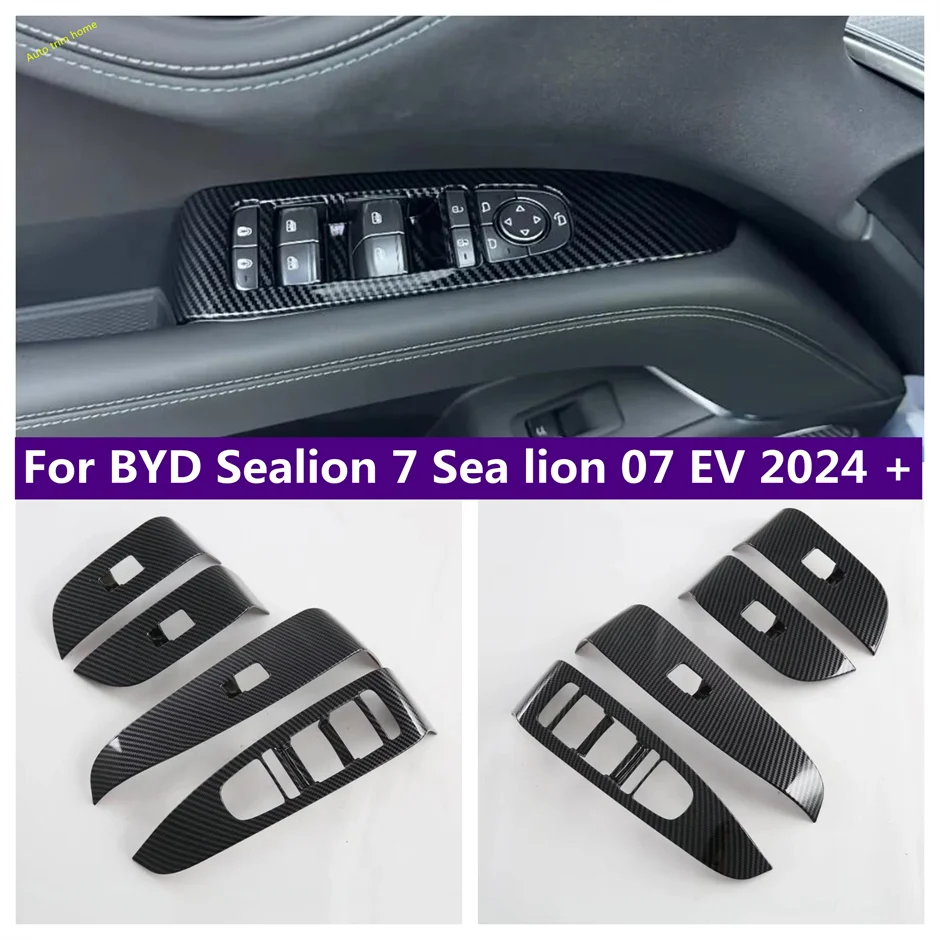 

Carbon Fiber Look Inner Door Armrest Window Lift Button Cover Trim For BYD Sealion 7 Sealion 07 EV 2024 2025 Car Accessories