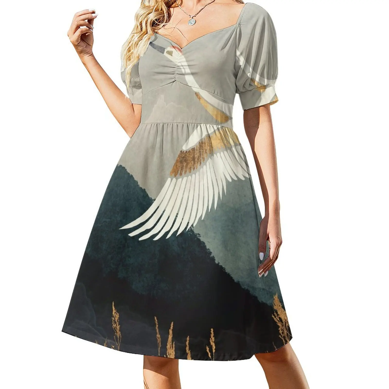 

Elegant Flight Short-Sleeved Dress women clothes Woman clothing