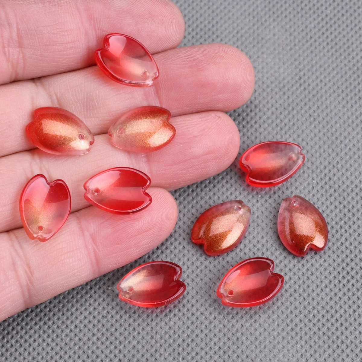 10pcs 16x11mm Flora Petal Lampwork Crystal Glass Loose Pendants Beads for Jewelry Making DIY Crafts Flower Findings