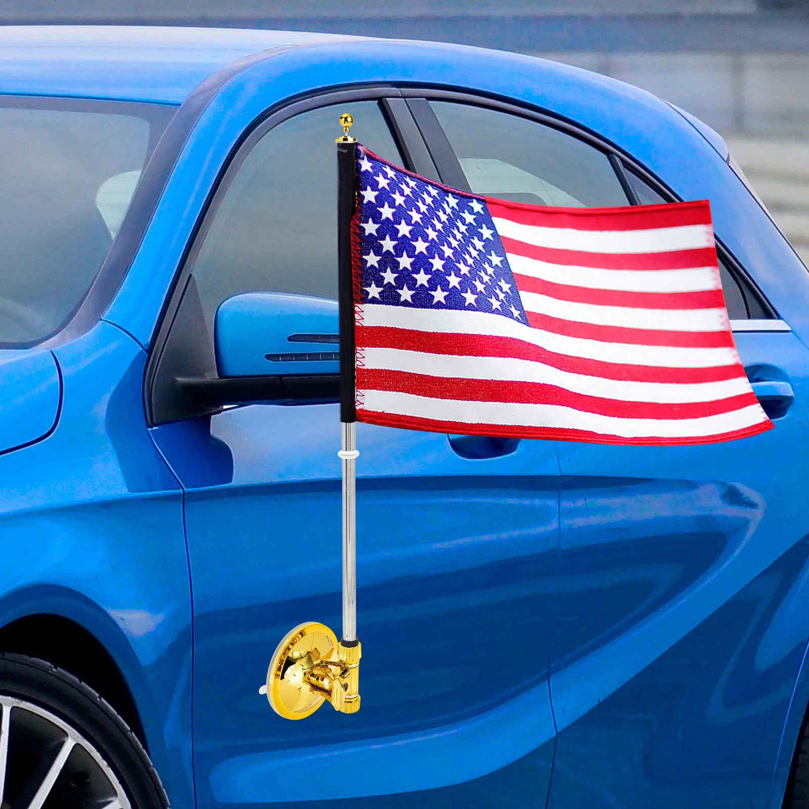 

Chrome Base Suction Cup Flag Pole for Car Window Advertising Nail Free Flag Display Bracket Rubber Flagpole UK Sale