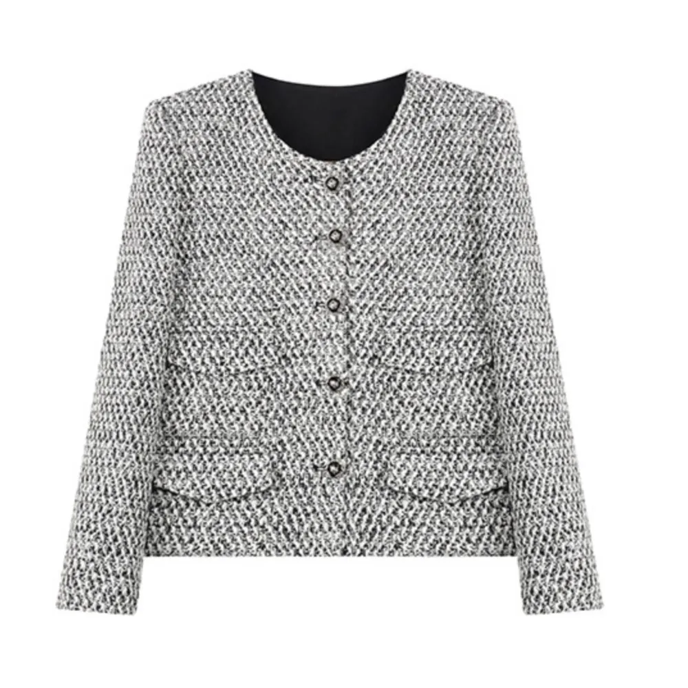 Abrigo de mujer Grey Little Fragrance Top de tweed tejido Primavera/otoño