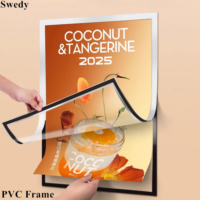 

5 Pieces A5 Silver Gold Self-Adhesive Magnetic Refrigerator Photo Picture Pocket Poster Frame Price Label Sign Holder PVC Frame