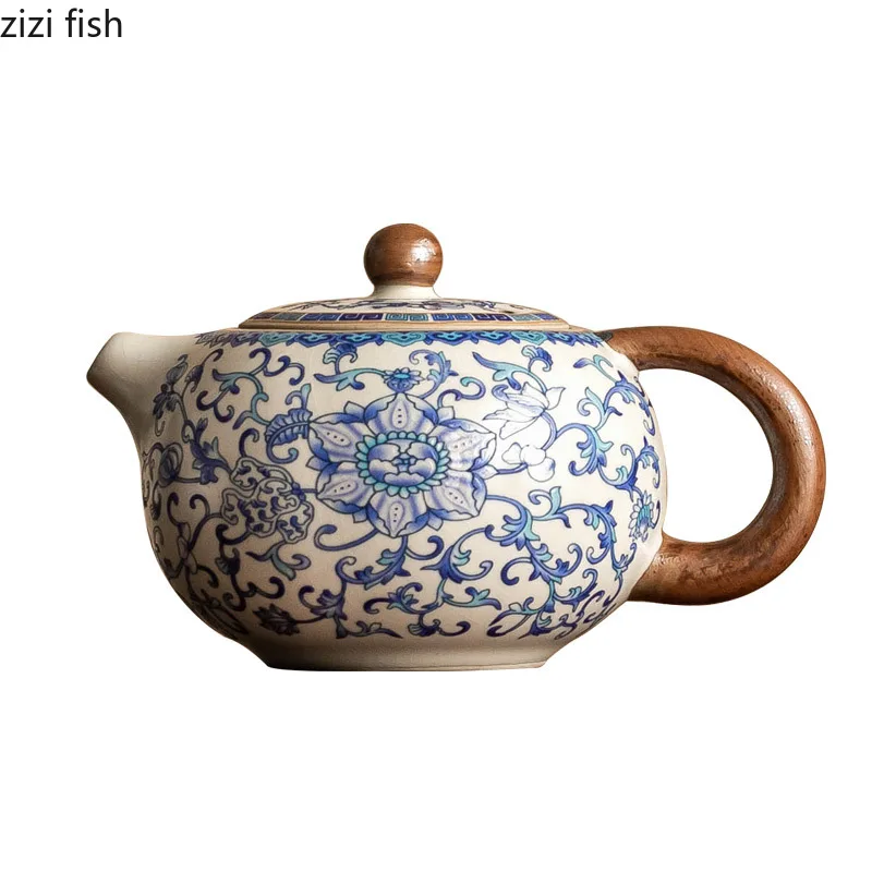 رو فرن الأزرق الأبيض إبريق شاي من السيراميك الإبداعية صانع الشاي الرجعية اليدوية إبريق الشاي الكونغ فو طقم شاي أدوات الشاي المنزلية مصفاة الشاي #6